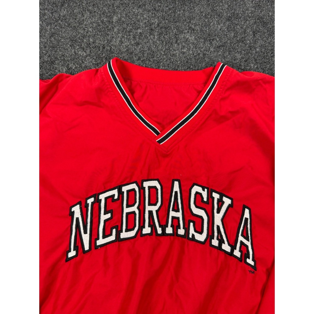 Nebraska Cornhuskers Windbreaker Pullover Jacket Red Spellout 2XL XXL Huskers - Picture 3 of 8